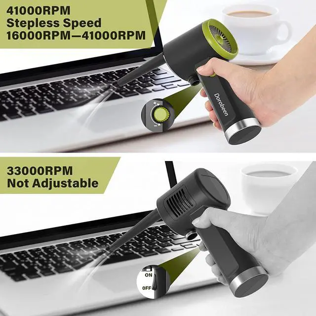 Alt view image 2 of 7 - Compressed Air Duster, Cordless Handheld Air Blower, Stepless Speed, 41000RPM, Portable Rechargeable Built-in Battery, Electric Air Duster for Computer Keyboard Electronics Cleaning