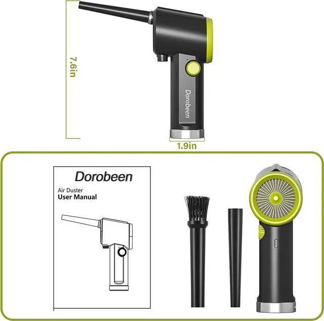 Alt view image 7 of 7 - Compressed Air Duster, Cordless Handheld Air Blower, Stepless Speed, 41000RPM, Portable Rechargeable Built-in Battery, Electric Air Duster for Computer Keyboard Electronics Cleaning