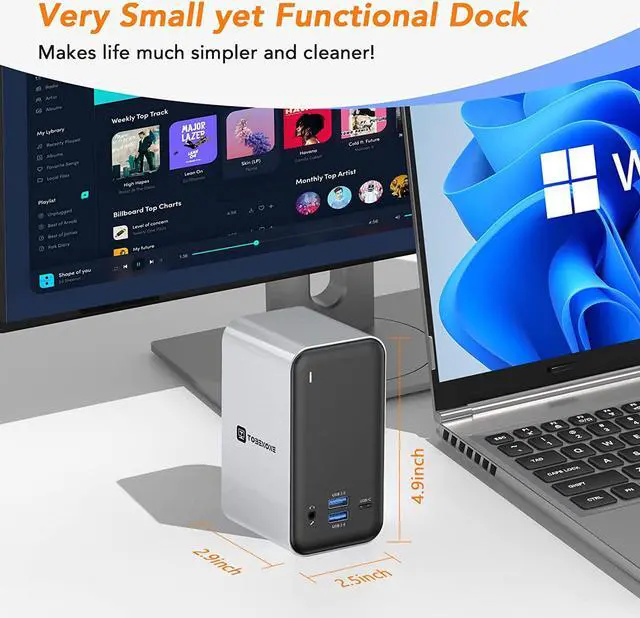 Alt view image 6 of 7 - Powered USB C Docking Station Dual Monitor, Laptop Docking Station with Power Delivery, 2 HDMI, DisplayPort, 7 USB, Gigabit Ethernet, Audio, USB-C Dock for Laptop Dell/HP/Surface