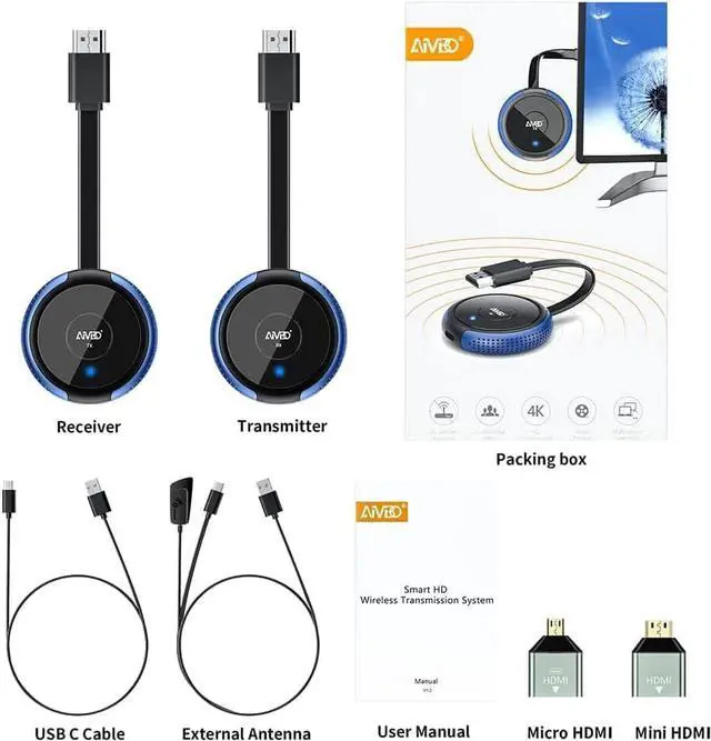 Alt view image 7 of 7 - Wireless HDMI Transmitter and Receiver 4K, TIMBOOTECH Streaming Media Video/Audio/File HDMI Wireless Extender 5G Kit for Laptop, Camera, Cable Box, Netfix, PS5, Phone to Monitor, Projector, HDTV 165FT