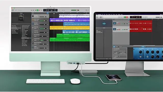 Alt view image 7 of 7 - iMac USB Hub Adapter, 6in1 iMac Accessories: HDMI 4K60Hz, USB-C 10Gbps, 2 USB-A 10Gbps, SD UHS-I, MicroSD UHS-I for iMac 2021 24 inch