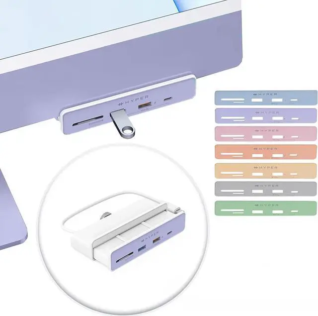 Main image of iMac USB Hub Adapter, 6in1 iMac Accessories: HDMI 4K60Hz, USB-C 10Gbps, 2 USB-A 10Gbps, SD UHS-I, MicroSD UHS-I for iMac 2021 24 inch