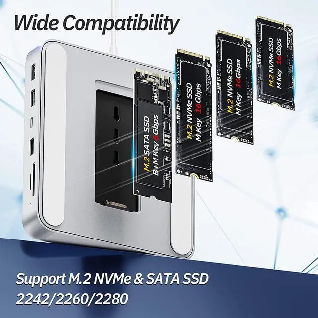 Alt view image 3 of 7 - USB C Hub for iMac 24 inch 2021, USB Hub Adapter Support M.2 NVMe SSD, iMac USB Hub, 7 in 1 iMac Accessories with USB C 10Gbps, USB A 3.2, SD/TF Card Reader, M.2 SSD(Not Included), Sliver.