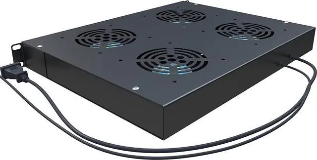 Alt view image 5 of 6 - Rack Mount Fan - 4 Fans Server Cooling System - 1U 19" Rackmount Cabinet Panel w/Adjustable Temperature Control (Heat Monitor - Digital Display) Alarm Sensor (Overheat Air Flow Exhaust)