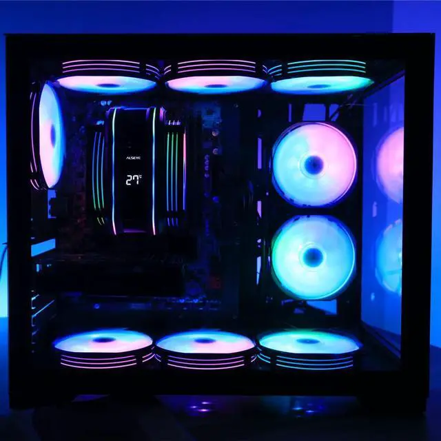 Alt view image 5 of 7 - ALSEYE M120D Plus CPU Air Cooler, Temperature Displayed CPU Cooler Comes with Dual ARGB & PWM 120mm Max Series Fans, Compatible with Intel LGA1700 /1200 /115X /2011/2066 /1366 and AMD AM4/AM5 (Black)