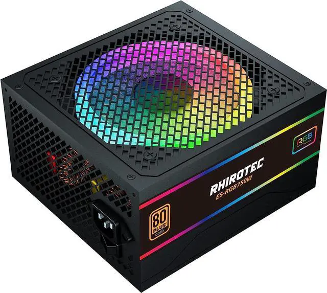 Alt view image 2 of 7 - ATX 750W PC Power Supply, RHOROTEC 80 Plus Bronze Certified Active PFC PSU with 120mm Smart RGB Fan 25 Lighting Modes