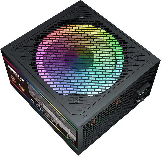 Alt view image 5 of 7 - ATX 750W PC Power Supply, RHOROTEC 80 Plus Bronze Certified Active PFC PSU with 120mm Smart RGB Fan 25 Lighting Modes