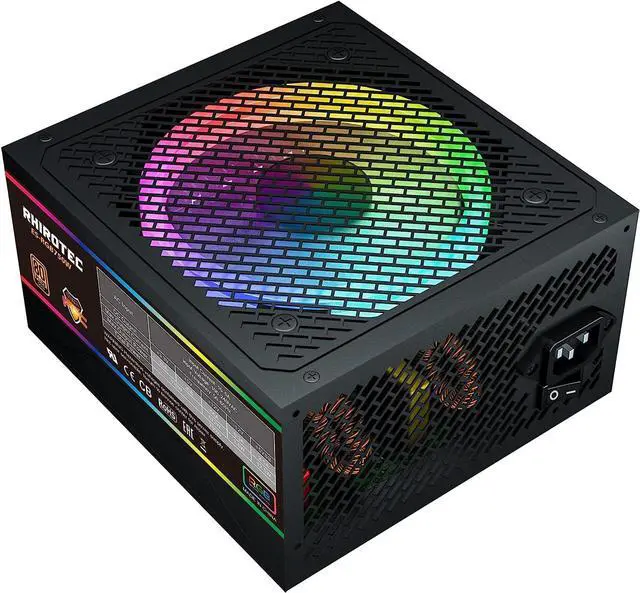 Alt view image 3 of 7 - ATX 750W PC Power Supply, RHOROTEC 80 Plus Bronze Certified Active PFC PSU with 120mm Smart RGB Fan 25 Lighting Modes