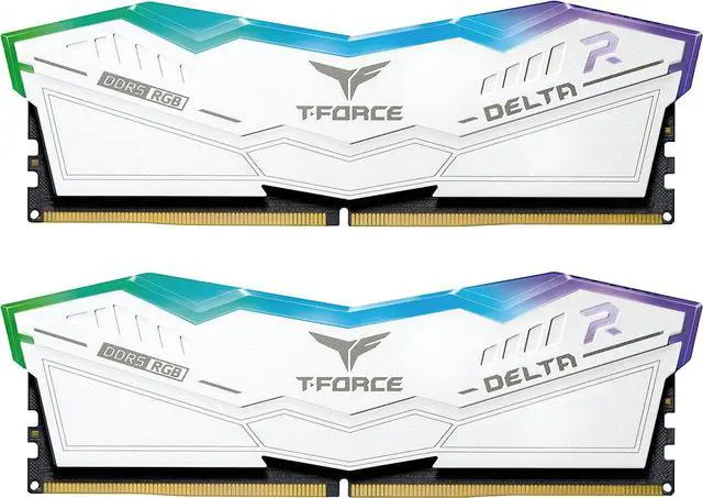 Main image of TEAMGROUP T-Force Delta RGB DDR5 Ram 64GB Kit (2x32GB) 6000MHz (PC5-48000) CL38 Desktop Memory Module Ram (White) for 600 Series Chipset - FF4D564G6000HC38ADC01