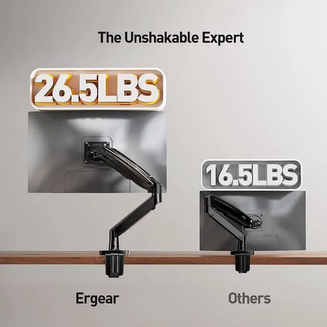 Alt view image 3 of 7 - ErGear Ultrawide Monitor Arm with USB, Monitor Mount Fits 13-35 Screen, Monitor Stand with Full Motion Gas Spring Arm Holds from 4.4lbs to 26.4lbs