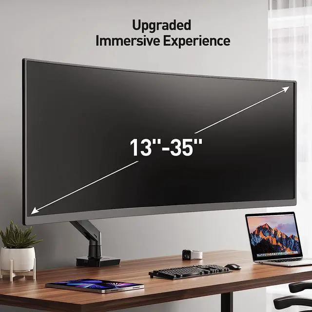 Alt view image 2 of 7 - ErGear Ultrawide Monitor Arm with USB, Monitor Mount Fits 13-35 Screen, Monitor Stand with Full Motion Gas Spring Arm Holds from 4.4lbs to 26.4lbs
