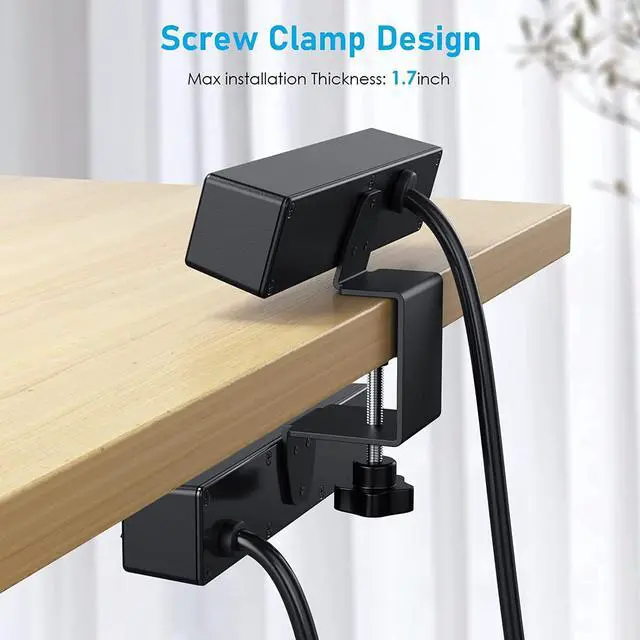 Alt view image 4 of 7 - 2 in 1 Desktop Edge Power Strip,Removable Clamp Power Outlet Socket Under Desk 6AC Outlests with Switch & 4 AC Outlets 2 USB-A Ports,1 USB-C Port with Switch,6.5 ft Extension Cord