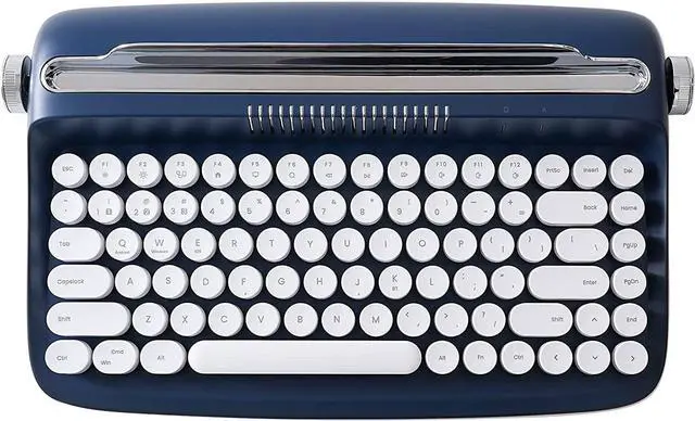 Alt view image 2 of 6 - ACTTO B303 Wireless Typewriter Keyboard, Retro Bluetooth Aesthetic Keyboard with Integrated Stand for Multi-Device (B303, Midnight)