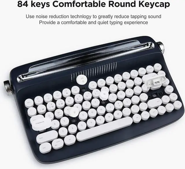 Alt view image 5 of 6 - ACTTO B303 Wireless Typewriter Keyboard, Retro Bluetooth Aesthetic Keyboard with Integrated Stand for Multi-Device (B303, Midnight)