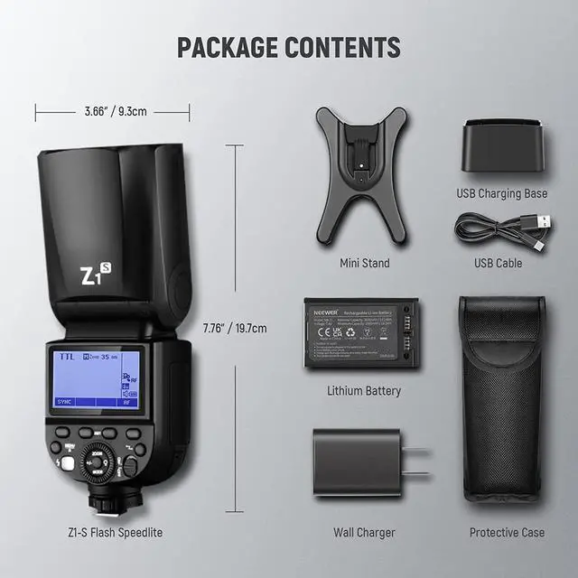 Alt view image 7 of 7 - Z1-S TTL Round Head Flash Speedlite for Sony Cameras, 76Ws 2.4G 1/8000s HSS, 10 Levels LED Modeling Lamp, 2600mAh Lithium Battery, 480 Full Power Shots, Recycle in 1.5s Flash