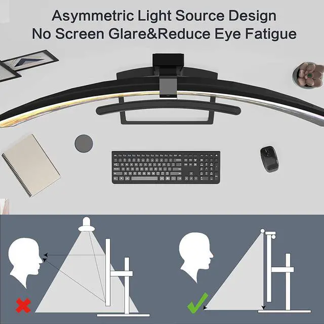 Alt view image 5 of 7 - Curved Monitor Light Bar with Wireless Remote,Monitor Light Bar with Auto-Dimming and Camera Base,Applicable to All Screens. No Screen Glare,for Home and Office