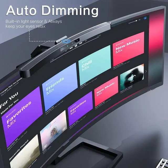 Alt view image 2 of 7 - Curved Monitor Light Bar with Wireless Remote,Monitor Light Bar with Auto-Dimming and Camera Base,Applicable to All Screens. No Screen Glare,for Home and Office