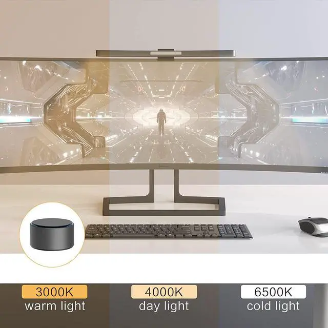 Alt view image 7 of 7 - Curved Monitor Light Bar with Wireless Remote,Monitor Light Bar with Auto-Dimming and Camera Base,Applicable to All Screens. No Screen Glare,for Home and Office