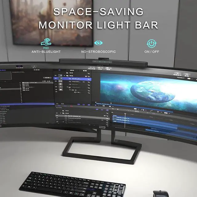 Alt view image 6 of 7 - Curved Monitor Light Bar with Wireless Remote,Monitor Light Bar with Auto-Dimming and Camera Base,Applicable to All Screens. No Screen Glare,for Home and Office