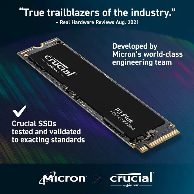Alt view image 4 of 5 - Crucial P3 Plus 1TB PCIe Gen4 3D NAND NVMe M.2 SSD, up to 5000MB/s - CT1000P3PSSD8