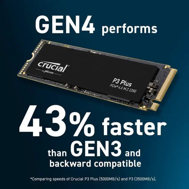 Alt view image 5 of 5 - Crucial P3 Plus 1TB PCIe Gen4 3D NAND NVMe M.2 SSD, up to 5000MB/s - CT1000P3PSSD8