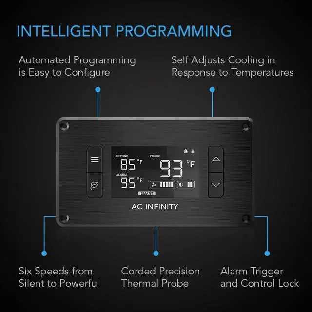 Alt view image 3 of 7 - AIRPLATE T9, Quiet Cooling Fan System 18" with Thermostat Control, for Home Theater AV Cabinets