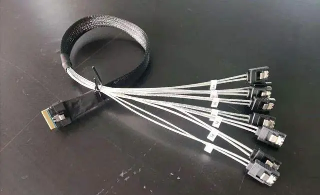 Alt view image 2 of 2 - NEW SFF8654-8i SLIMSAS TO 8 PORT SATA CONNECT SAS 4.0 24Gb/s RAID HBA SAS CABLE