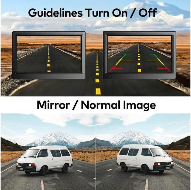 Alt view image 4 of 7 - Nuoenx Wireless Backup Camera, 4.3 Inch Monitor Rear View Camera System for Cars, Trucks, RV, Trailers, 2 Mounting Brackets, IP69 Waterproof 152° View Camera, Stable Wireless Signal, Easy Installation