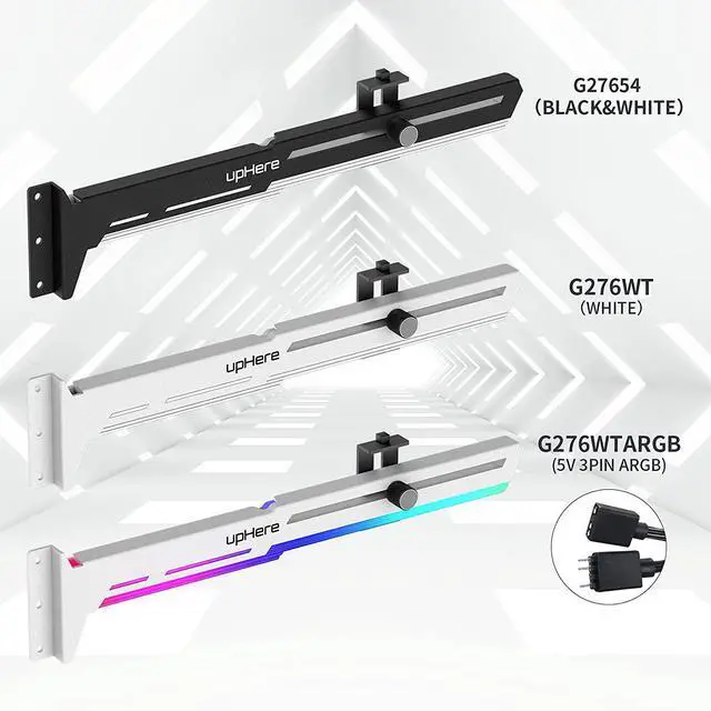 Alt view image 6 of 7 - G276WT White Graphics Card GPU Brace Support Video Card Sag Holder/Holster Bracket,Adjustable Length and Height Support,G276WT