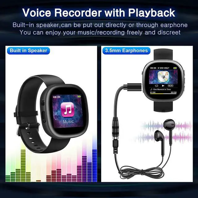Alt view image 6 of 7 - 64GB Voice Recorder, Digital Screen Audio Voice Activated Recorder with Playback 50H Continuous Recording Battery Time, MP3 Records for Lectures, Meetings, Interviews