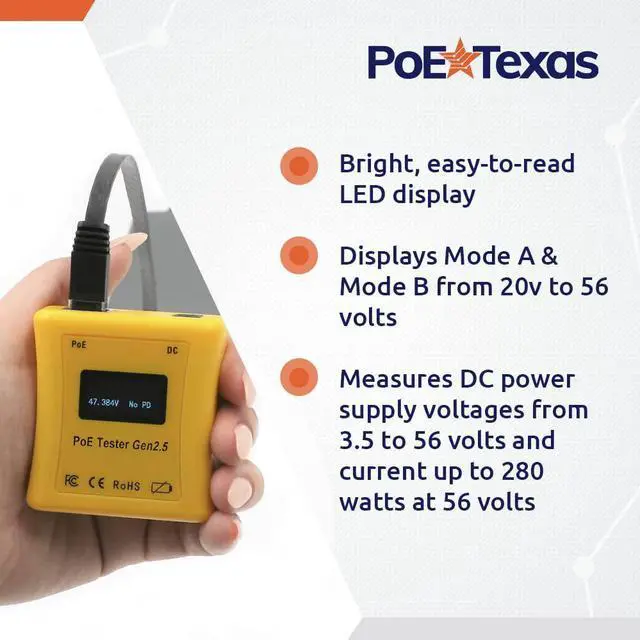 Alt view image 5 of 7 - PoE Tester Gen2.5 by PoE Texas - Power Over Ethernet Tester to Determine Voltage, Current and Power Consumption on Network Cable - Identify PoE and Troubleshoot Connection Problems, No Battery Needed