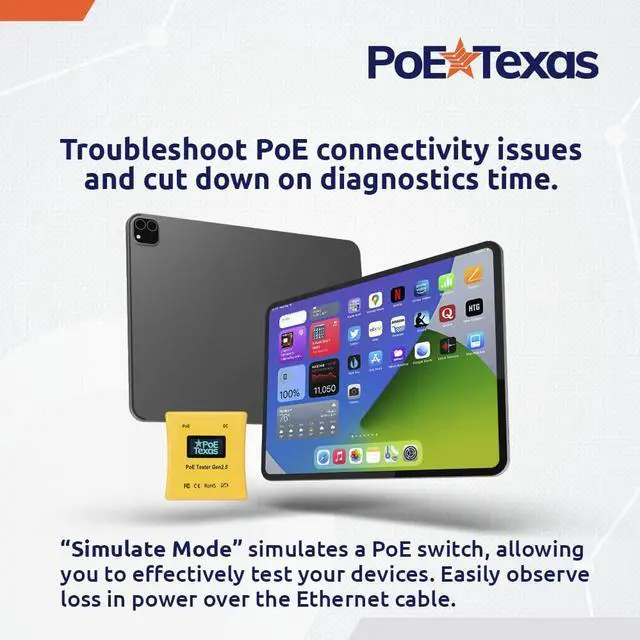 Alt view image 3 of 7 - PoE Tester Gen2.5 by PoE Texas - Power Over Ethernet Tester to Determine Voltage, Current and Power Consumption on Network Cable - Identify PoE and Troubleshoot Connection Problems, No Battery Needed