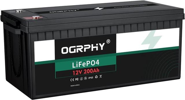 12V 200Ah LiFePO4 Deep Cycle Battery, Built-in 200A BMS, 2000-5000