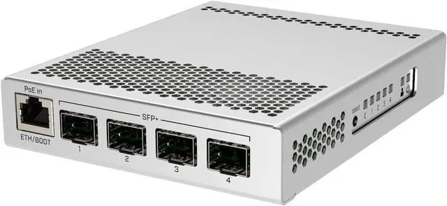 Main image of MikroTik 5-Port Desktop Switch, 1 Gigabit Ethernet Port, 4 SFP+ 10Gbps Ports (CRS305-1G-4S+IN)
