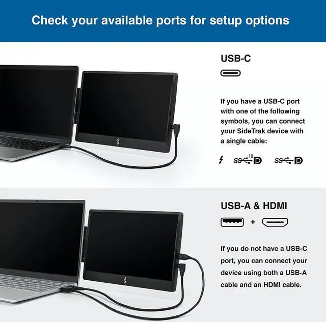 Alt view image 5 of 7 - Swivel 14 Patented Attachable Portable Monitor for Laptop | FHD TFT USB Rotating Laptop Dual Screen | Mac, PC, & Chrome Compatible | Fits All Laptops | Powered by USB-C or Mini HDMI (Black)