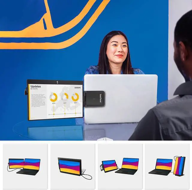 Alt view image 7 of 7 - Swivel 14 Patented Attachable Portable Monitor for Laptop | FHD TFT USB Rotating Laptop Dual Screen | Mac, PC, & Chrome Compatible | Fits All Laptops | Powered by USB-C or Mini HDMI (Black)