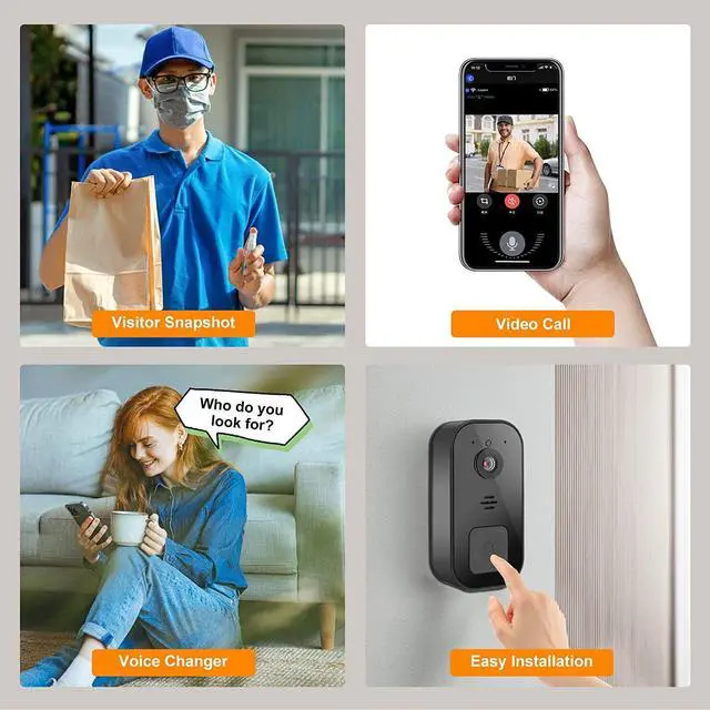 Alt view image 6 of 7 - Wireless Video Doorbell Camera, Human Detection, Night Vision, Cloud Storage, Home Real Time Alarm, 2K HD, Easy Installation