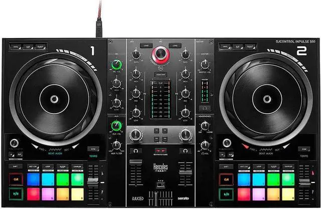 Alt view image 3 of 4 - Hercules DJControl Inpulse 500 DJ Software Controller with Polsen HPC-A30-MK2 Monitor Headphones & Mini to 6' RCA Cable Bundle