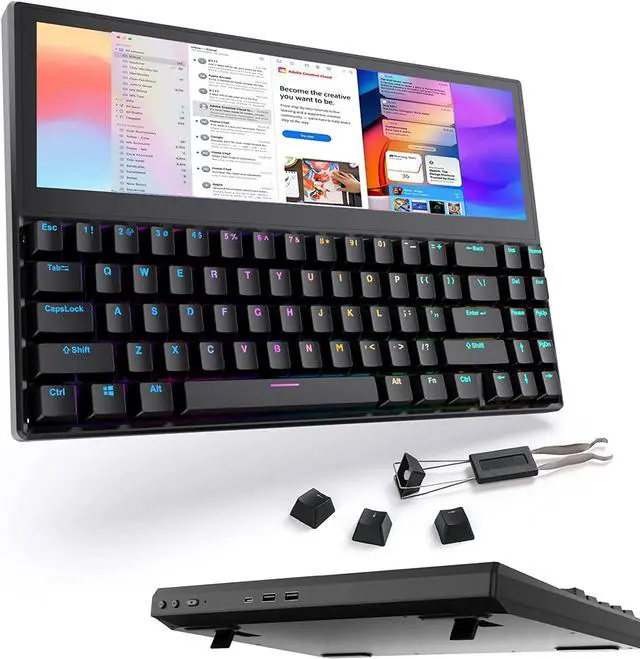 Main image of K2 12.6" Touchscreen Gaming Mechanical Keyboard, Portable Multifunctional Split Keyboard,71Keys RGB LED Backlit N-Key Compact Keyboard, Plug and Play for Windows Android, One line connection.