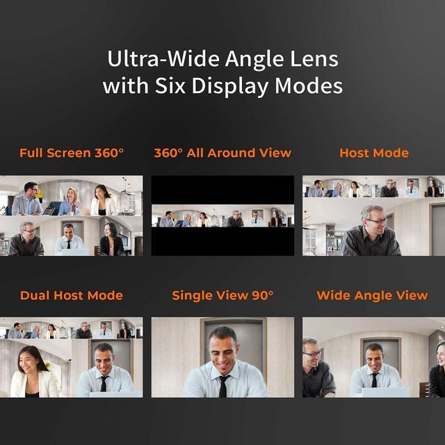 Alt view image 4 of 7 - 360 Degree All Around Meeting Webcam - 1080P HD Video Conference Camera with High Fidelity Microphone, USB-C | for Video Conferencing, Online Classes (JVCU360)