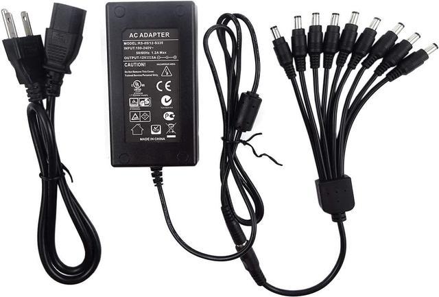 Security Camera Power Adapter with 9-Way Power Splitter, 12V 5A