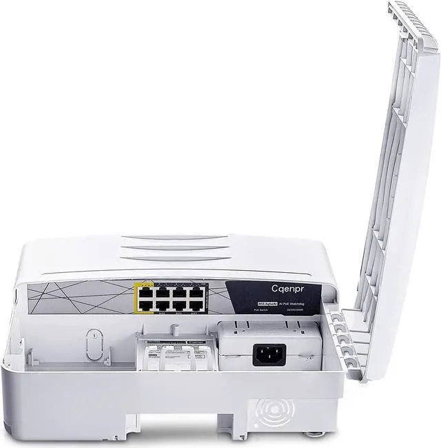 Main image of Cqenpr Indoor/Outdoor Waterproof Movable AI PoE Switch, IEEE 802.3af/at/bt, AI Watchdog, PoE++ BT Port 60W Output, Unmanaged (Outdoor 8 Port poe)