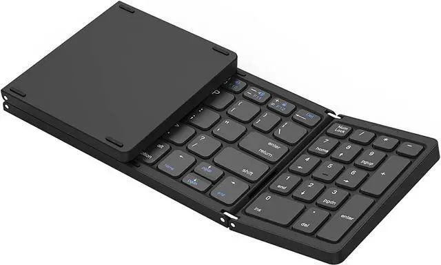 Main image of Foldable Bluetooth Keyboard, Foldable Wireless Portable Keyboard with Numeric Keypad, USB-C Rechargeable for iOS, Android, Windows System Laptop Tablet Smartphone Device (Not Full Size)