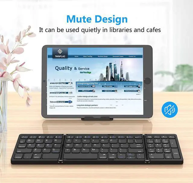 Alt view image 3 of 7 - Foldable Bluetooth Keyboard, Foldable Wireless Portable Keyboard with Numeric Keypad, USB-C Rechargeable for iOS, Android, Windows System Laptop Tablet Smartphone Device (Not Full Size)