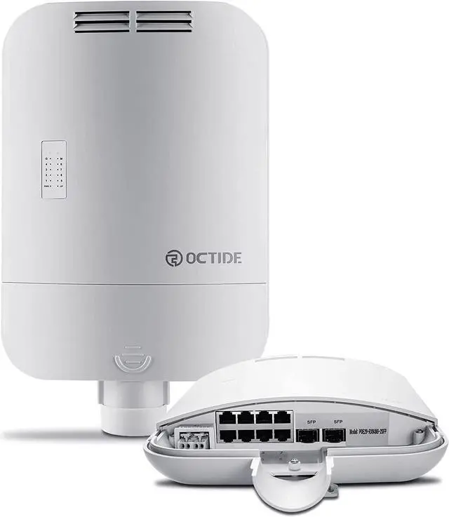 Main image of Octide Outdoor Weatherproof PoE Switch, with 8×Gigabit Poe/Uplink Ports+2G SFP Slots, All-in-One Box, 120W PoE Power Budget, IEEE802.3af/at, AI Watchdog, Plug&Play, Fan-Less Unmanaged.