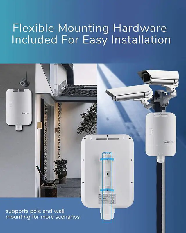 Alt view image 3 of 6 - Octide Outdoor Weatherproof PoE Switch, with 8×Gigabit Poe/Uplink Ports+2G SFP Slots, All-in-One Box, 120W PoE Power Budget, IEEE802.3af/at, AI Watchdog, Plug&Play, Fan-Less Unmanaged.