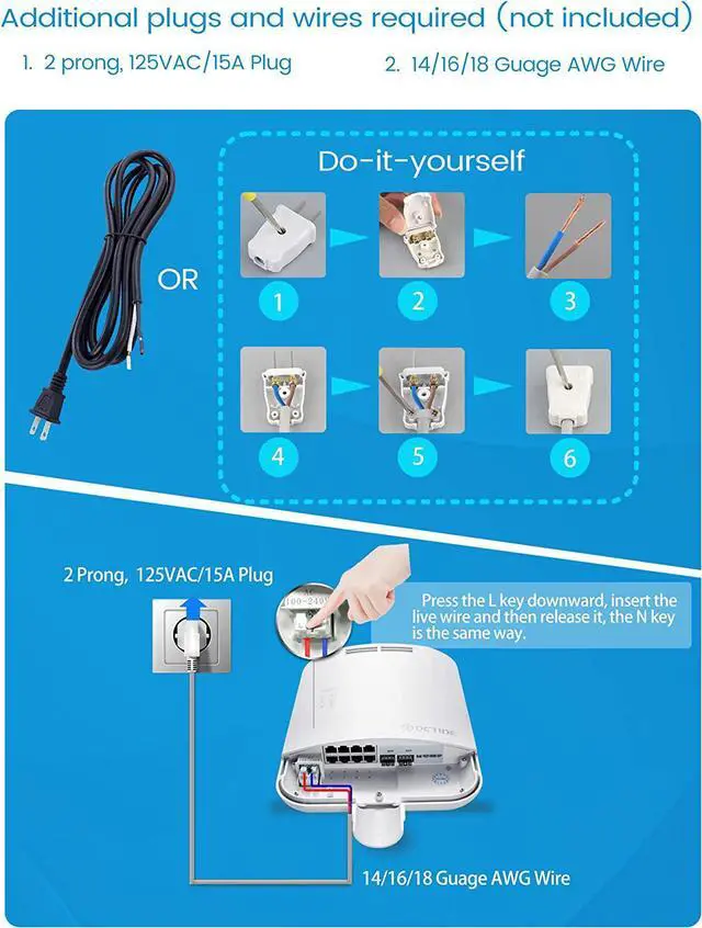 Alt view image 4 of 6 - Octide Outdoor Weatherproof PoE Switch, with 8×Gigabit Poe/Uplink Ports+2G SFP Slots, All-in-One Box, 120W PoE Power Budget, IEEE802.3af/at, AI Watchdog, Plug&Play, Fan-Less Unmanaged.