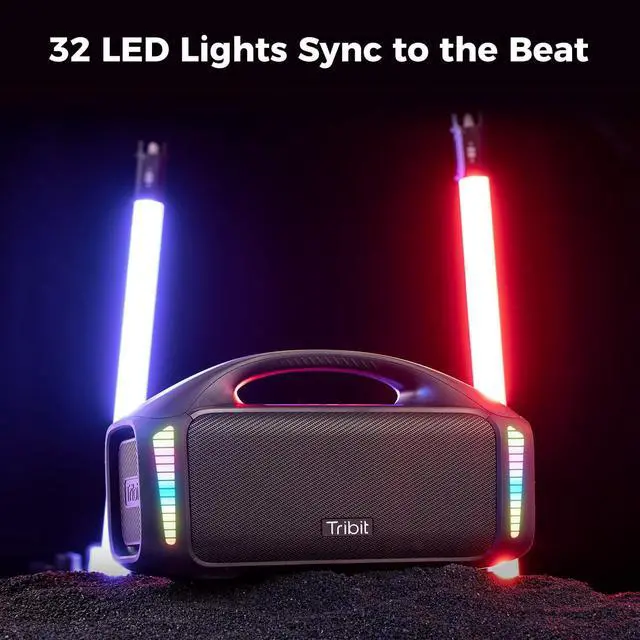 Alt view image 4 of 7 - Portable Speaker: 90W Loud Stereo Sound with XBass, IPX7 Waterproof Bluetooth Speaker with LED Light, PowerBank, Bluetooth 5.3&TWS, Custom EQ, 30H Playtime, Outdoor/Camping/Party