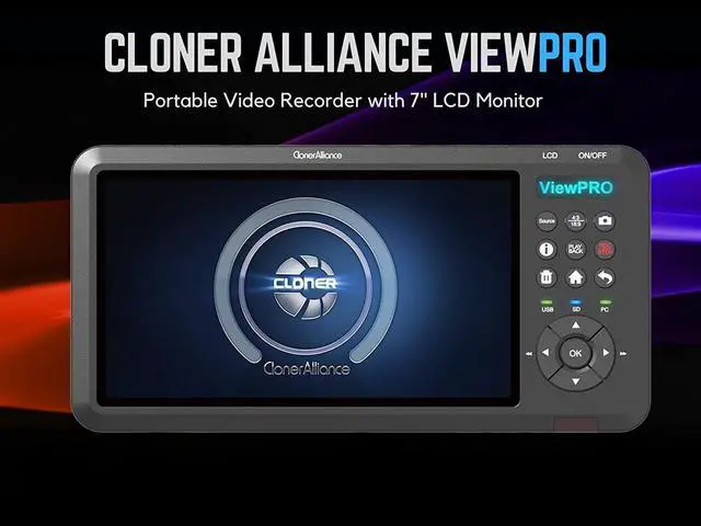 Alt view image 2 of 7 - ClonerAlliance ViewPro, Portable 1080p@60fps HDMI Video Recorder and Playback with 7" LCD, AV/VGA/YPbPr Inputs. Schedule Recording. No TV is Required.