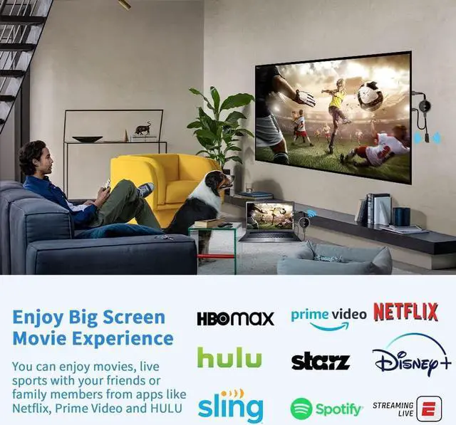 Alt view image 4 of 7 - Wireless HDMI Transmitter & Receiver 4K, Streaming 2.4/5GHz Smooth Video/Audio to Monitor, Projector, HDTV, HDMI Wireless Extender 165FT/50M for Laptop, PC, Camera, Blu-ray, PS5, iPhone, Tablet